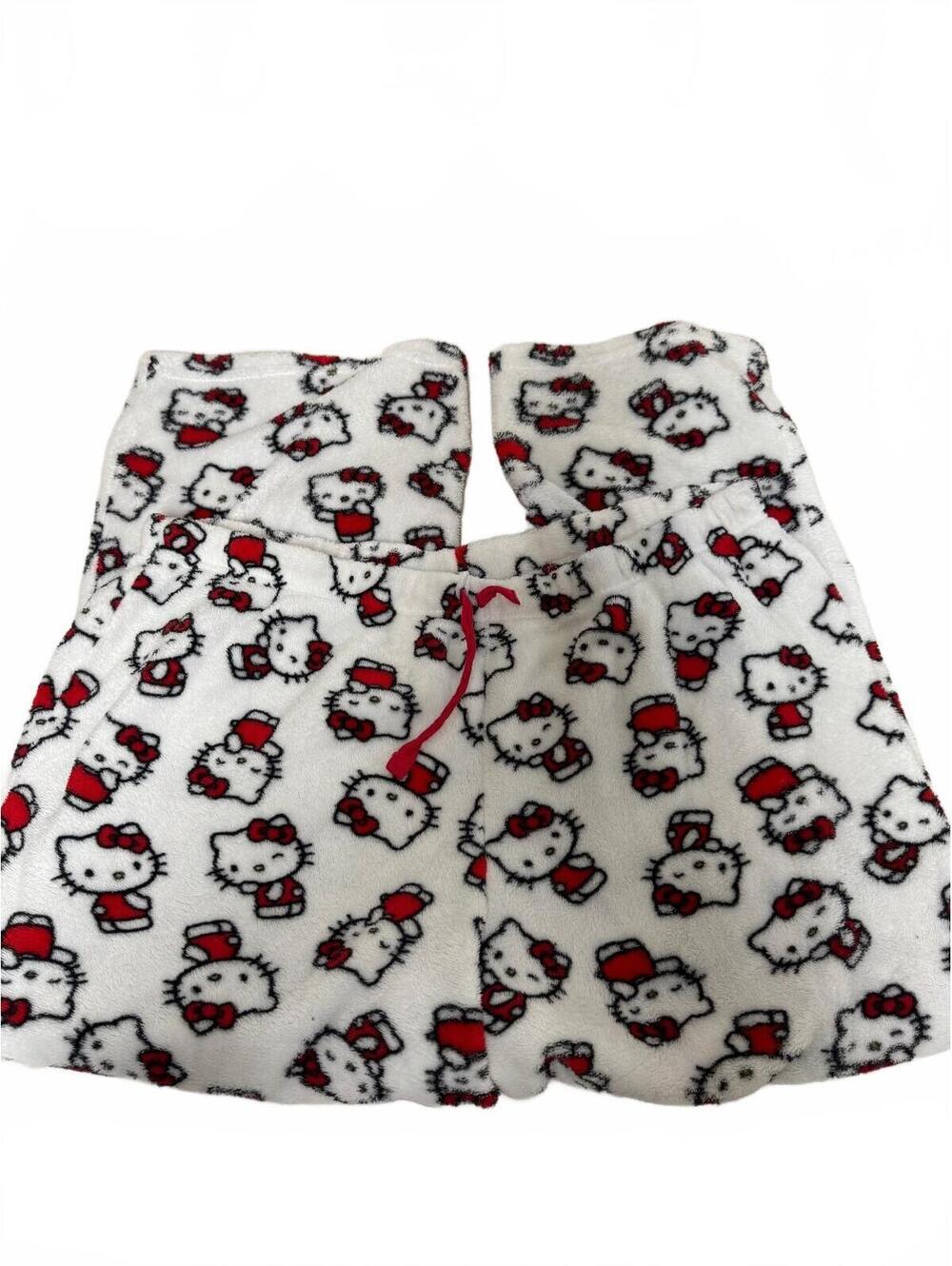 Sanrio Hello Kitty Fleece Pajama Pants White Red Size XL